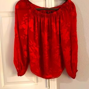 Only worn once. White House black market red off the shoulder top